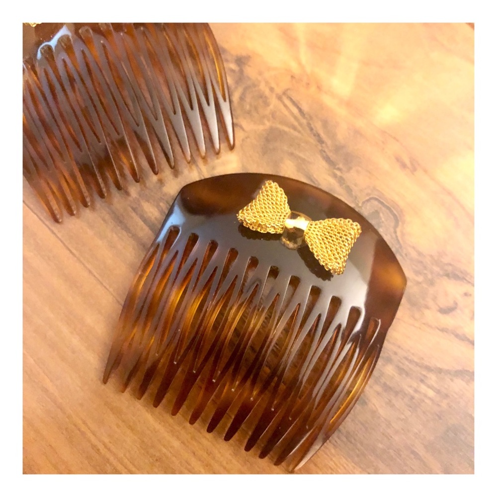 💫sold💫 French Hair Combs, Vintage Bow Hair Combs - Picture 3 of 5